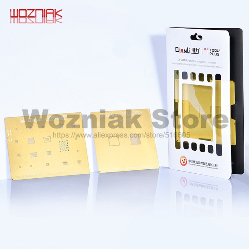 QIANLI IOS Golden 3D Steel Mesh NAND baseband IC/CPU A8 A9 A10 A11 3D BGA Reballing Stencil for IPHONE 6 6S 7 7P 8P T0.12 net