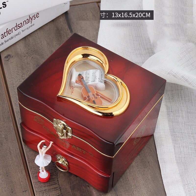 Caja de música con forma de bailarina giratoria clásica para niñas, mecanismo de manivela de mano para , joyería de plástico con mecanismo de relojería: 02