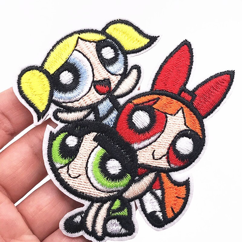 10 Stuks Cartoon Power Meisjes Naaien Levert Ijzer Op Kleding Applique Patch Diy Kleding Accessoires Borduurwerk Patches: Black Nickel