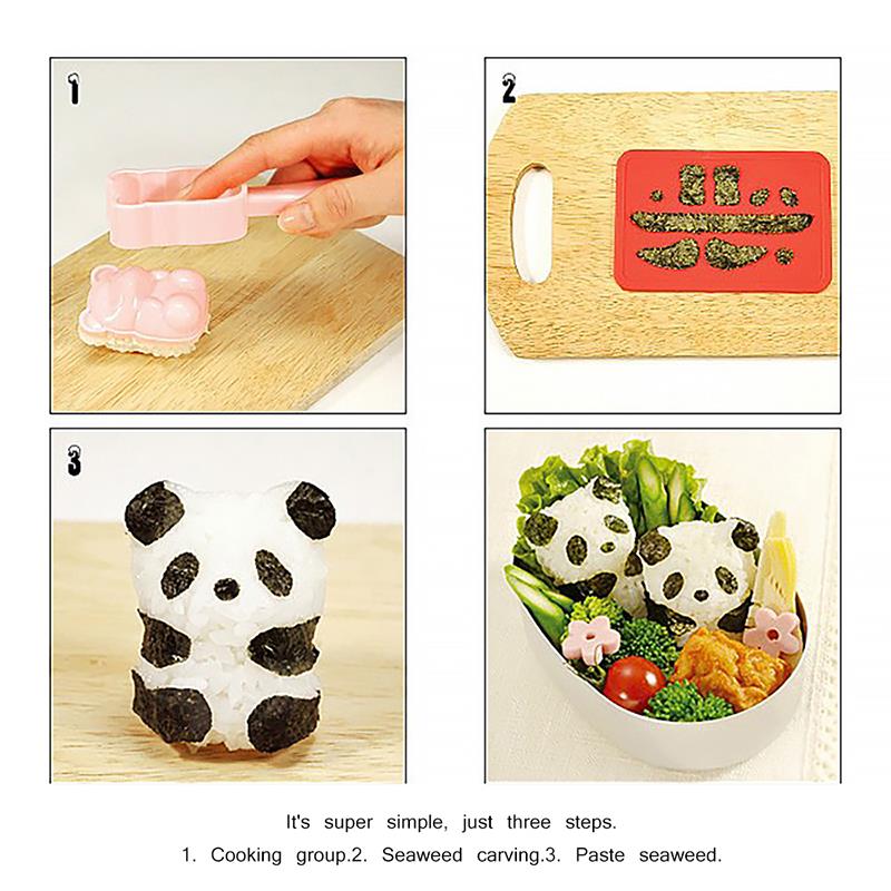 1 Set Cute Panda Sushi Rice Mold Decor Cutter Sandwich DIY Tool Japanese Rice Ball Christmas Tree Halloween Pumpkin Molds