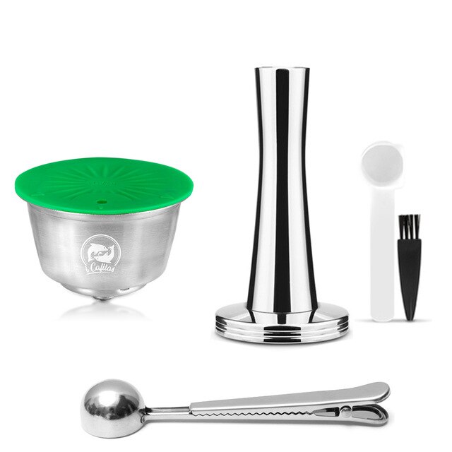 Refillable Capsule For Dolce Gusto Reusable Pod Coffee Machine 4th Generation Crema Maker Nespresso Original Capsule Adapter: 1Cup 1Tamper 1Spoon