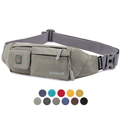 Zomake Waterfly Fanny Pack Slim Soft Polyester Waterbestendig Heuptas Pack Voor Man Vrouwen Carrying Iphone 8 Samsung S6: green with gray