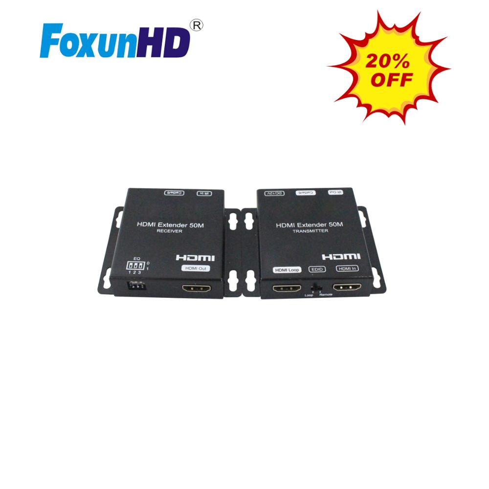 Foxun 50 M Hdmi Extender Met 3D Ir 1080P @ 60Hz YUV4:4:4 Ondersteuning Poc EX13 Hdmi Extender RJ45