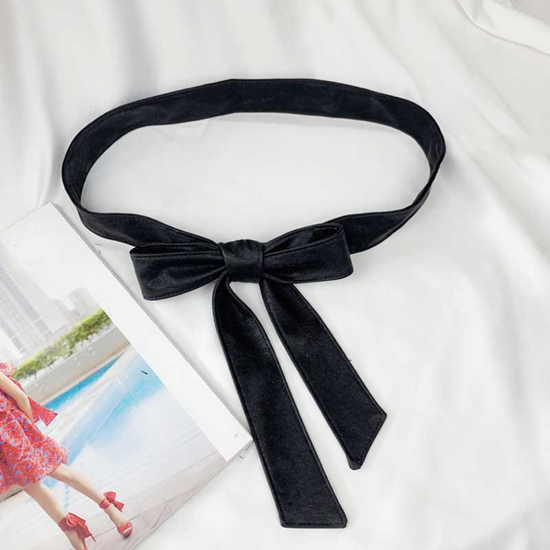 Cinturón Vintage de cuero suave para mujer, cinturón de cuero PU con lazo para envolver alrededor de la cintura, elástico, Color sólido