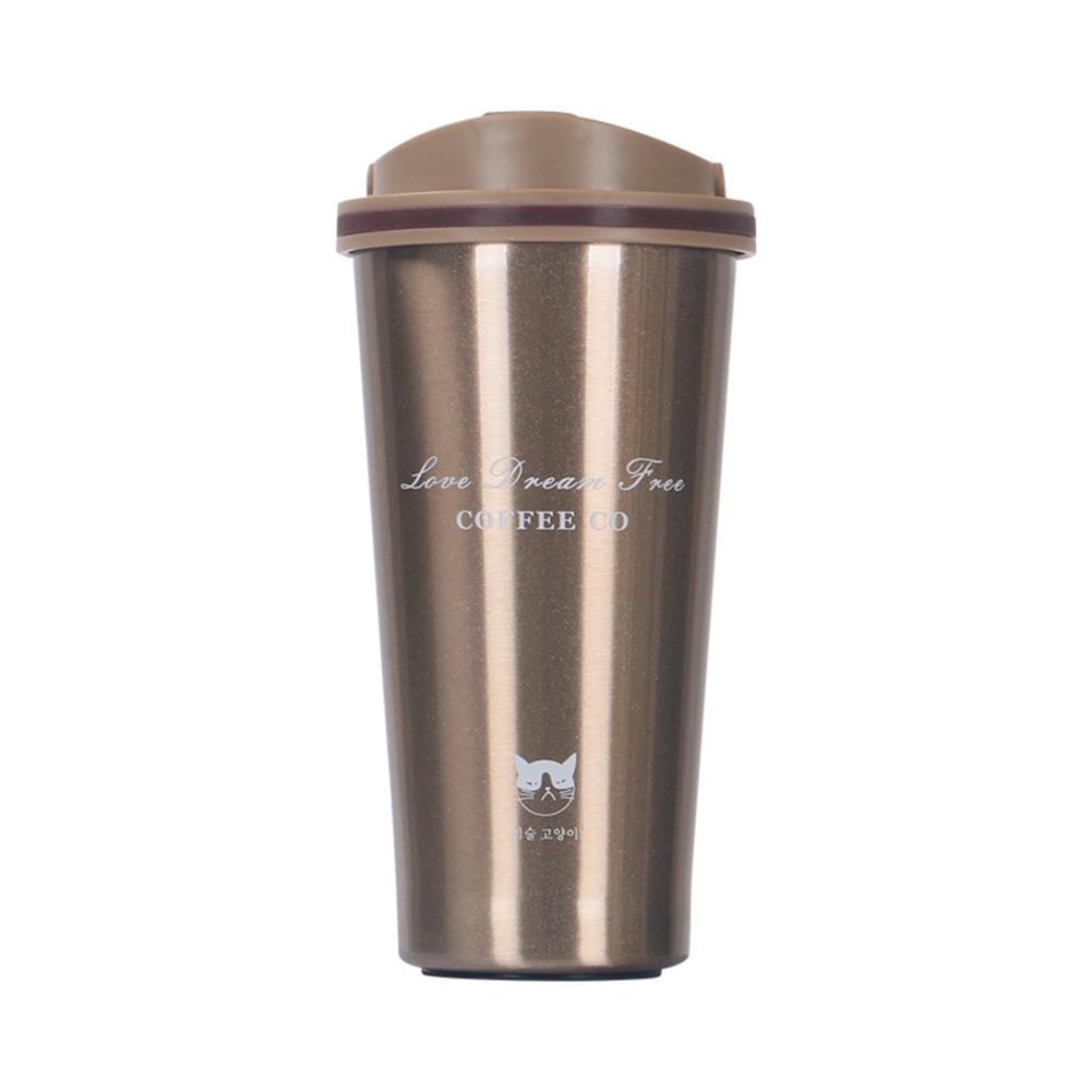 500Ml Rvs Thermosflessen Mok Koffie Beker Met Deksel Geïsoleerde Thermische Fietsen Water Koffie Mok Outdoor Water Flessen: Gold