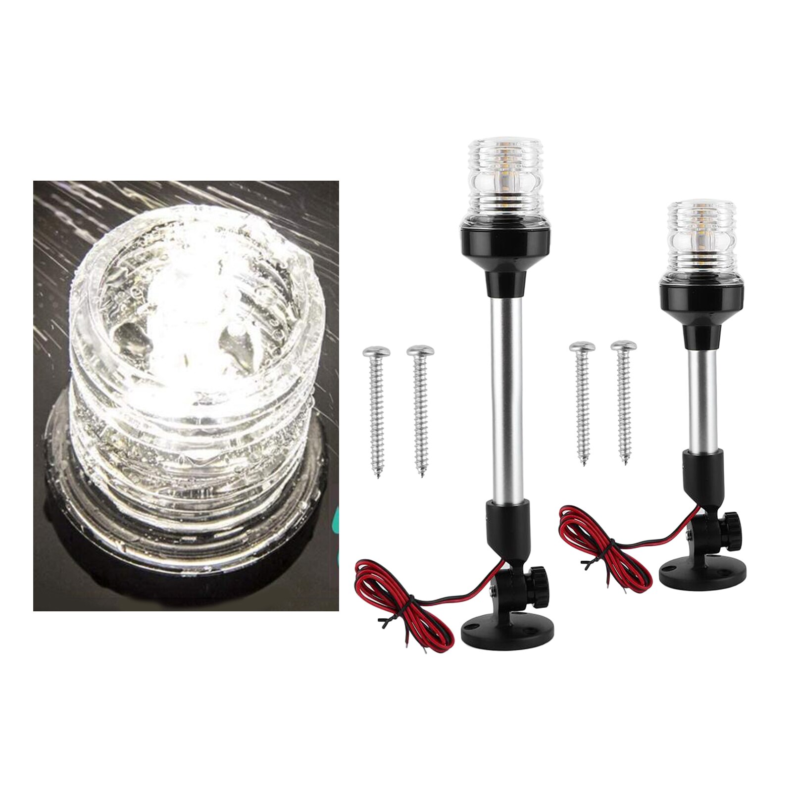 White LED Fold Down Boat Stern Light Boat Anchor Light for Pontoon and Fishing Boat