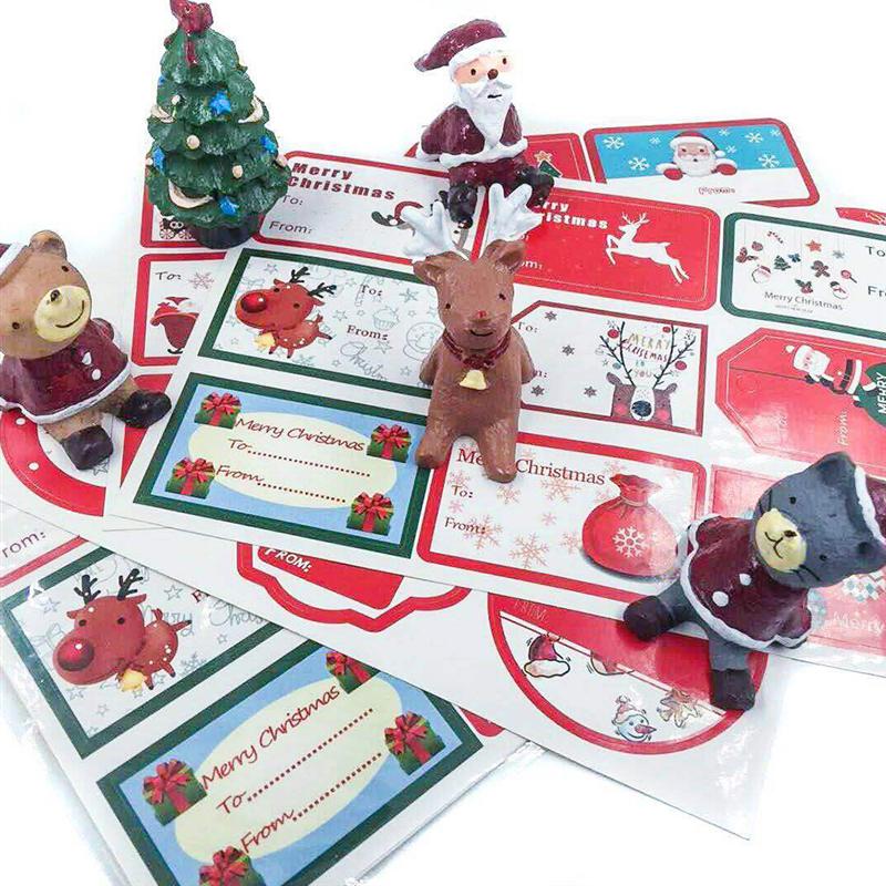 4pcs Stickers Adorable Cartoon Self Adhesive Exquisite Decals Sticker Paper Christmas Party