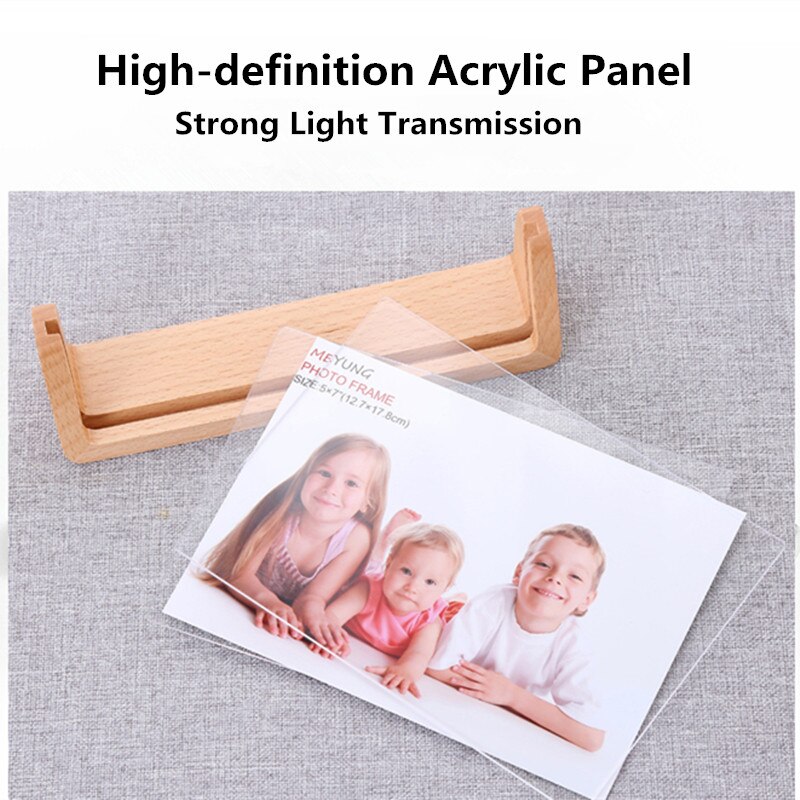 6 Inch Landscape Wood Base Acrylic Menu Desktop Counter Poster Holder Sign Display Stand Photo Picture Frame