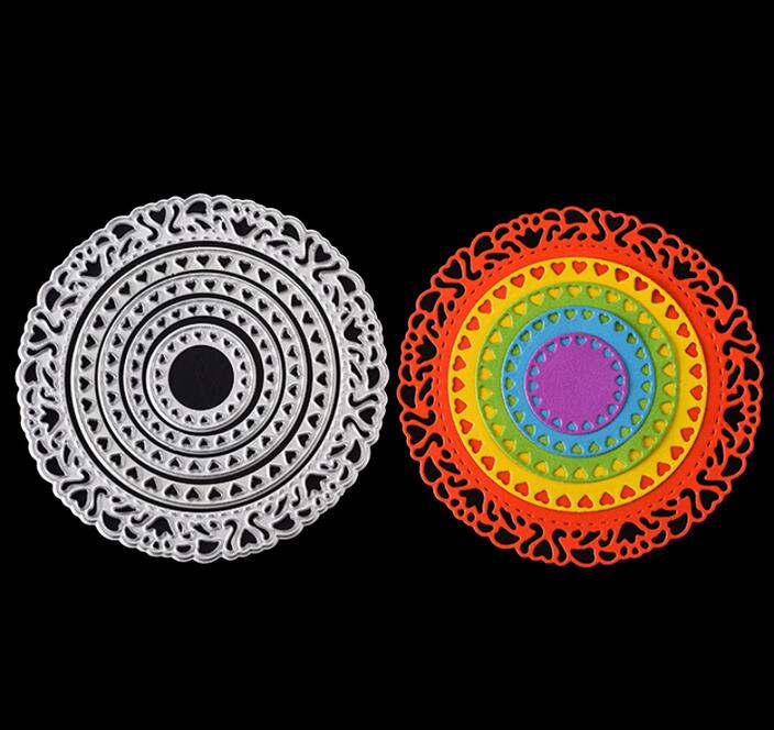 Metal Carbon Steel Christmas Tree Leaves Embossing Cutting Dies Stencils Templates Mould for DIY Xmas Card Scrapbooking Album: 5 pcs Circle