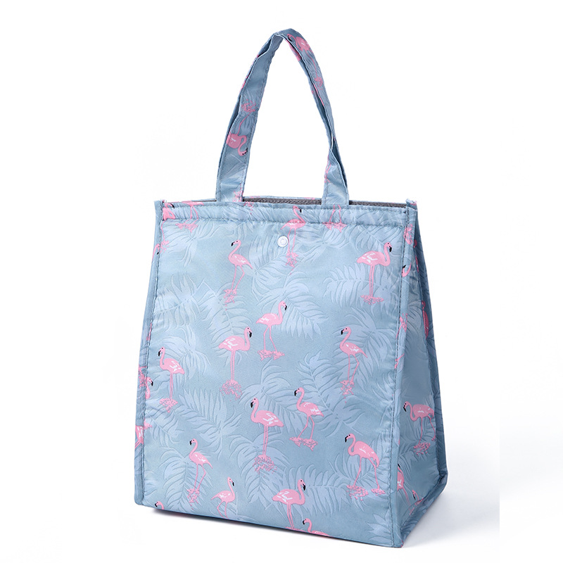 PLEEGA Fresh Insulation Cold Bales Thermal Oxford Lunch Bag Waterproof Convenient Leisure Bag Cute Flamingo Cuctas Tote 1PC: A-Blue flamingo