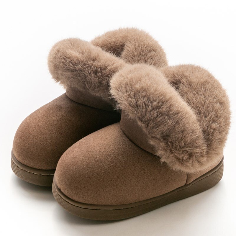 Herfst Winter Jongens Meisjes Snowboots Pluche Dikke Warme Solid Kids Laarzen Soft Furry Thuis Outdoor Peuter Kinderen Schoenen