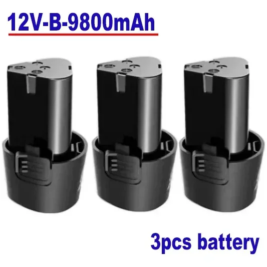 Destornillador eléctrico tipo B 100% Original, batería de carga universal, taladro eléctrico, batería de iones de litio, 12V, 9800mAh: Blanco