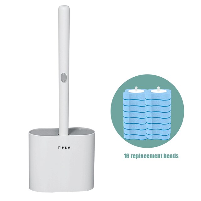 Jednorazowa szczotka robić wc z szczotka wymienna głowica ścienna szczotka robić czyszczenia z płyn czyszczący robić czyszczenia łazienki: D biały 16brush głowa