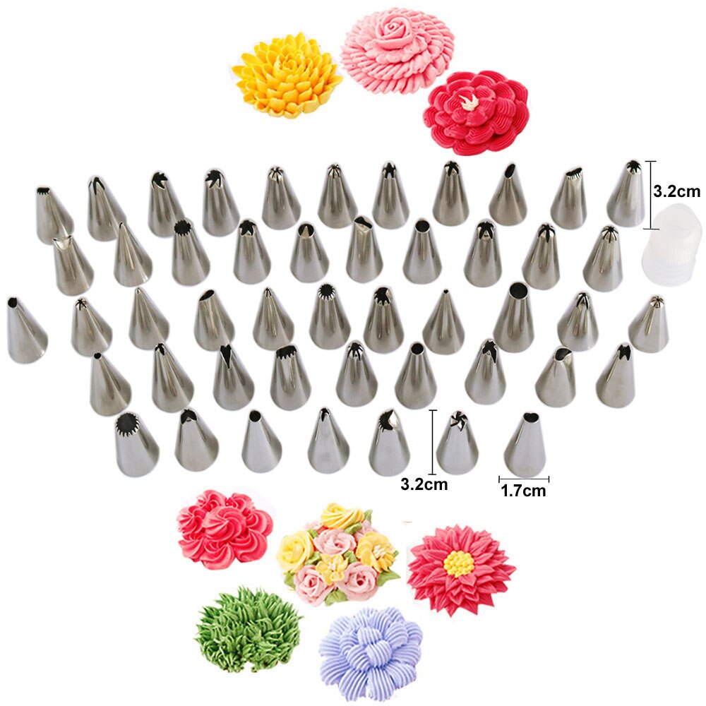 Sophronia 56Pcs Nozzles Cake Piping Nozzl Cake Tips Rvs Cake Gebak Set Rvs Cake Decorating ToolCSS023