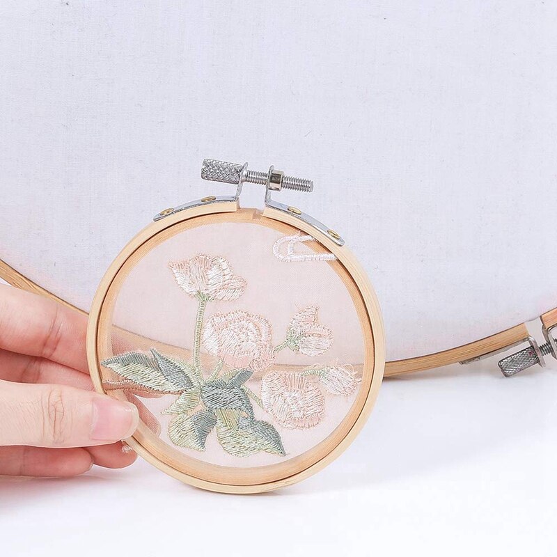 --20 Pieces 3 Inch Bamboo Embroidery Hoops Round Wooden Circle Cross Stitch Hoop Round Ring For Art Craft Handy Sewing