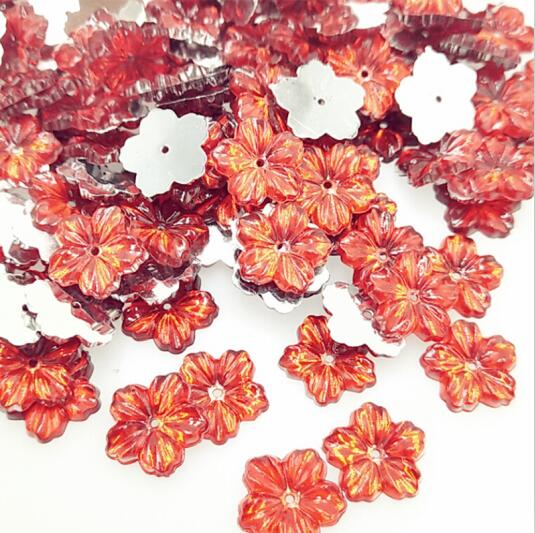 100 stk/parti flerfarvet pæonblomst akryl rhinsten, krystal cabochons, smykketilbehør til gør-det-selv dekoration 13mm: 5