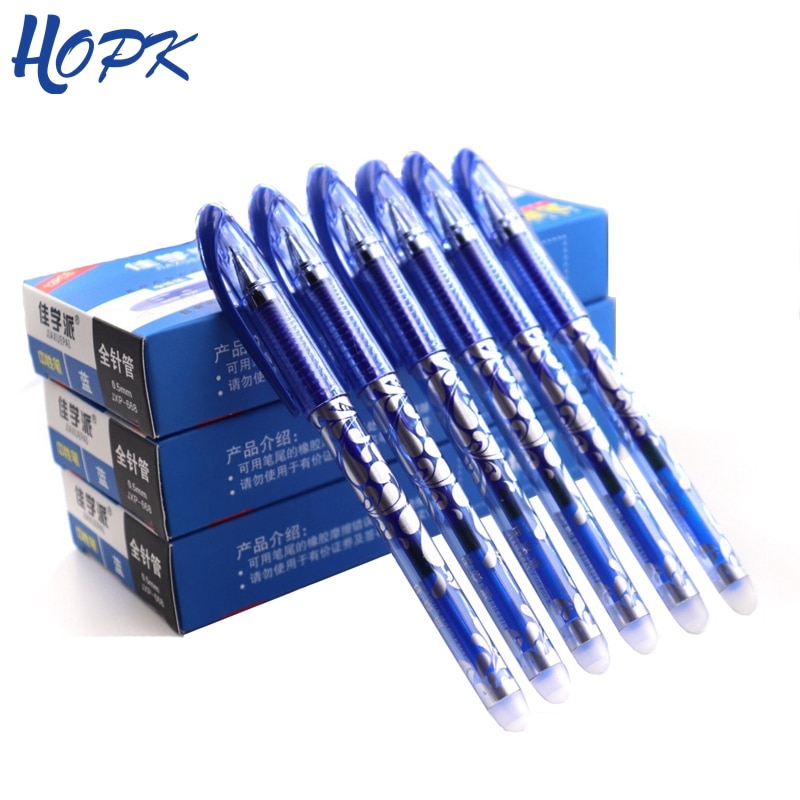 12 unidades/juego de bolígrafo borrable de lujo 0,5mm tinta azul y negra bolígrafo para la escuela material de escritura para estudiantes bolígrafos de papelería para exámenes