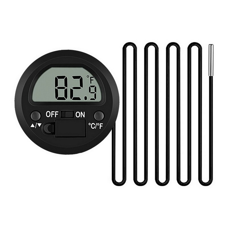 Mini rund digital elektronisk termometer akvarium akvarium terrarium temperaturmätare monitor med vattentät sond: Ljusgrön