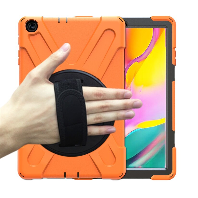 For Galaxy Tab A 10.1 Case, Shockproof High Impact Resistant Heavy Duty Armor Cover for Samsung Galaxy Tab A 10.1 T510 T515: Orange kickstand