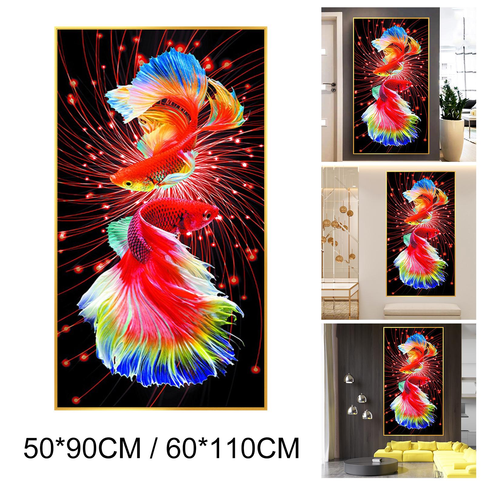 DIY Fish Printed Needlework Goldfish Cross Stitch Sets Full Embroidery Kit Koi Cross-Stitching Decoration