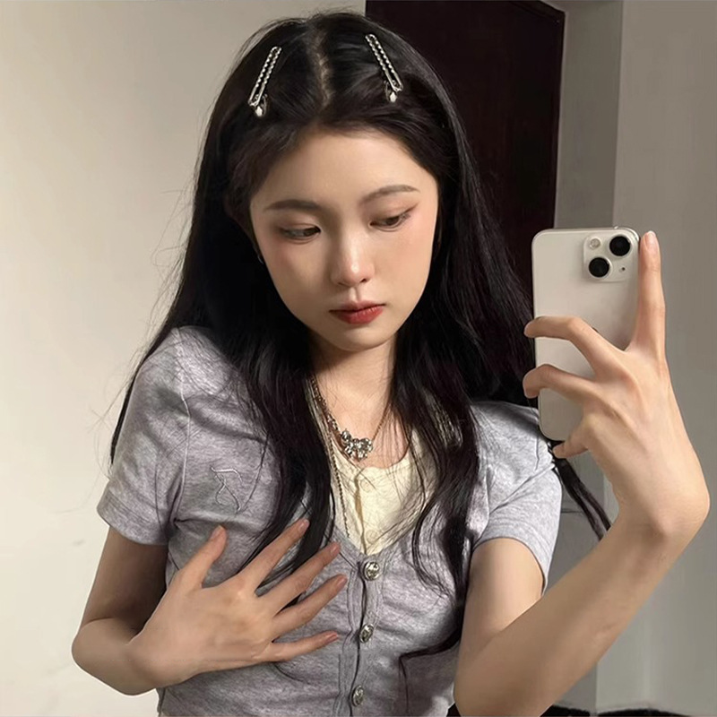 Juego de pinzas para el pelo huecas de Metal Y2K para mujer, Clip de pico de pato de temperamento Simple, accesorios para el cabello para viajes diarios, y dulce