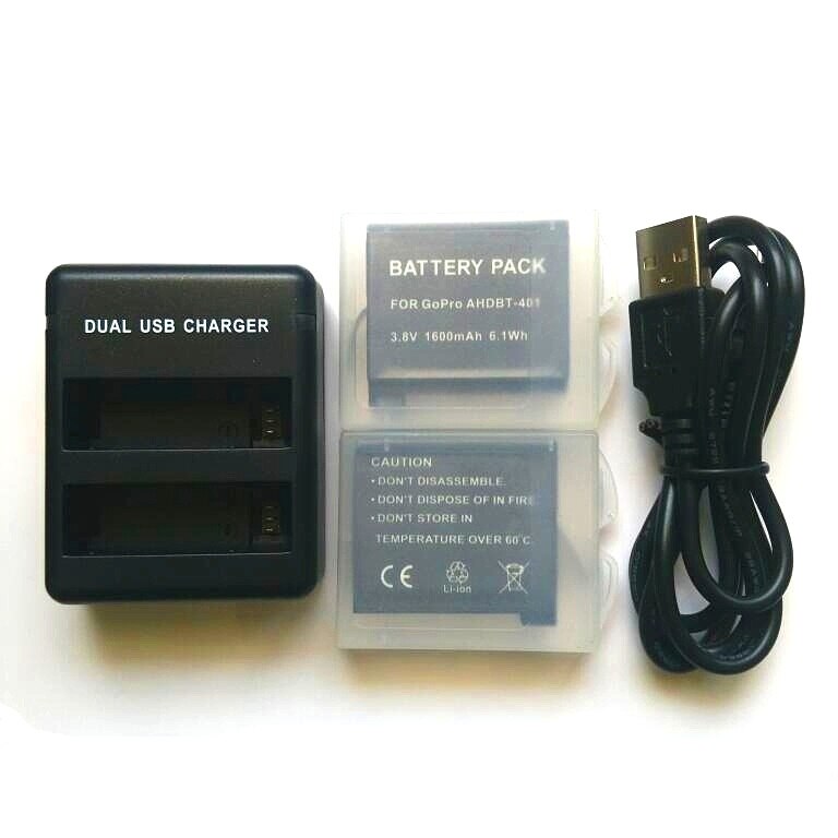 Voor Gopro Hero 4 Batterij 3.8 V bateria Hero 4 Batterij USB DUAL Charger battery case Voor Hero4 Zilver/ zwart Action accessoires: A package