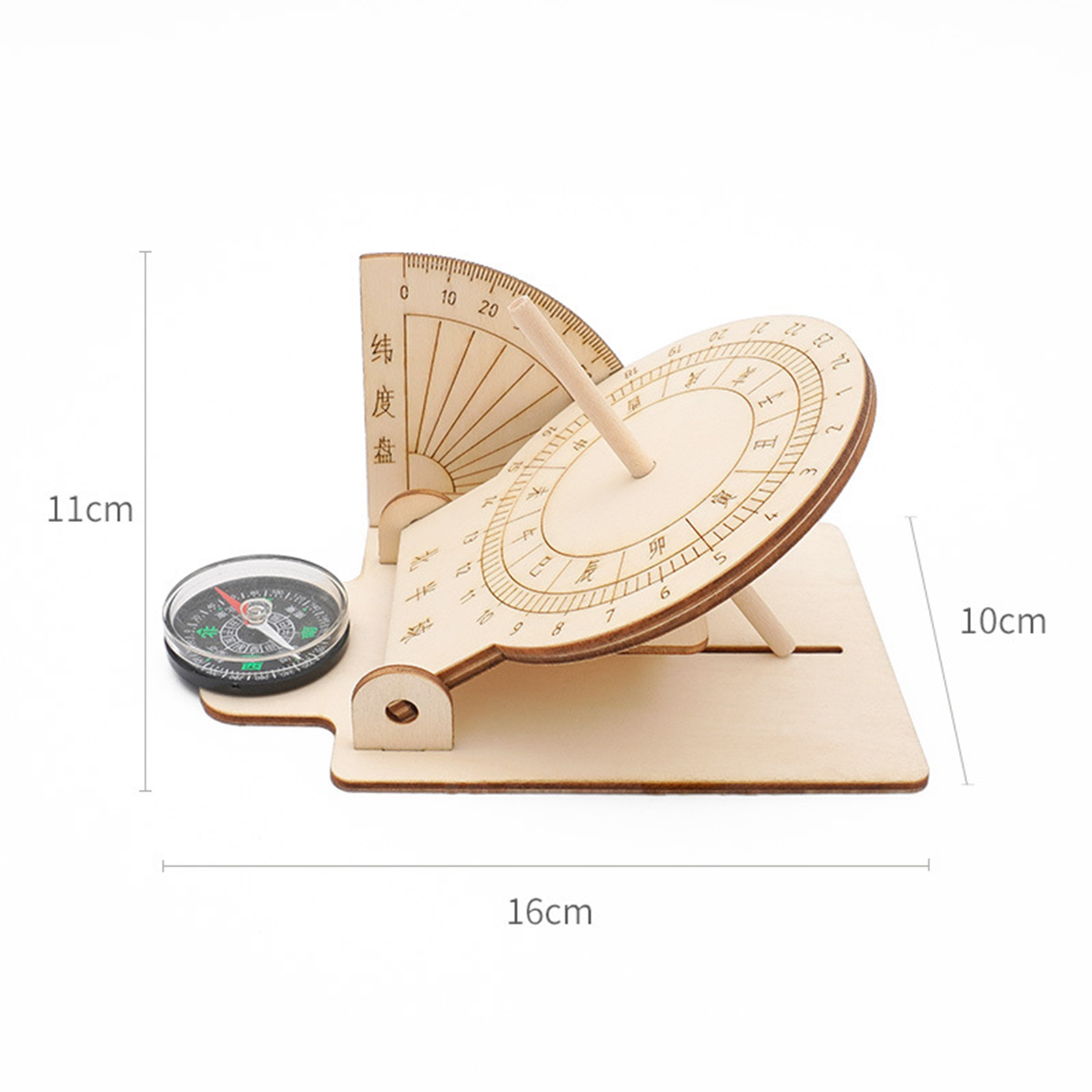 1 STKS DIY Equatoriale Zonnewijzer Klok Houten Wetenschappelijk Model Leermiddel Educatief Speelgoed Voor Kinderen Bureau Craft Accessoires