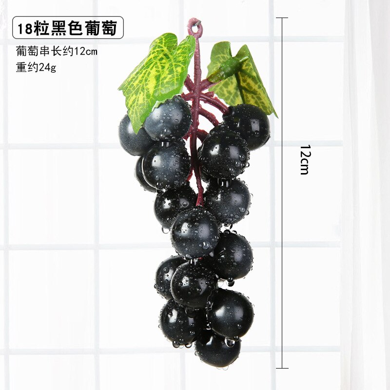 Real Touch Kunstmatige Fruit Druiven Plastic Nep Bladeren Kerst Huis Tuin Bruiloft Decoratie Voedsel Fotografie Props: 18 Heads Black