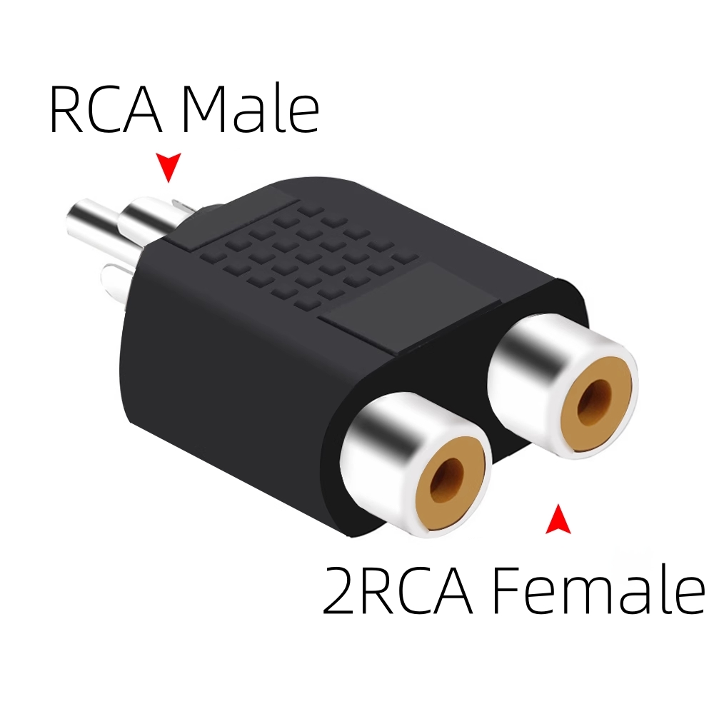 RCA-Adapter, 90 Grad rechtwinkliger Stecker, 1 RCA-Stecker auf 2 schnallen-Buchse, Audio--Video-Y-Splitter, Metallstecker für TV-Lautsprecher: Weiß