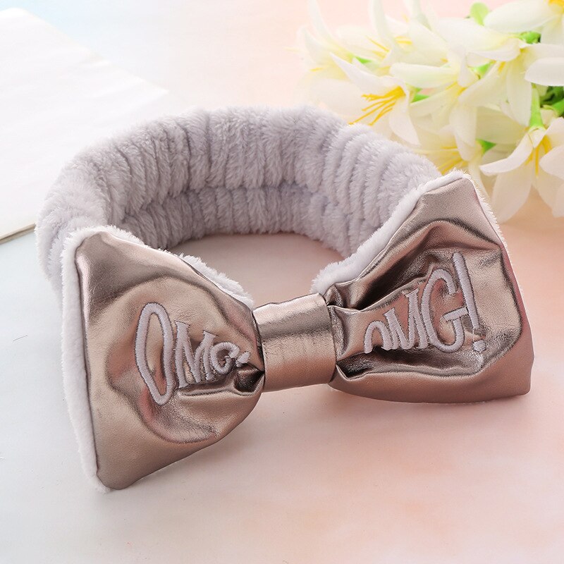 Letter OMG Coral Fleece Soft Bow Headbands for women Girls Cute Hair Holder Hairbands Hair Bands Headwear Hair Accessories: 5