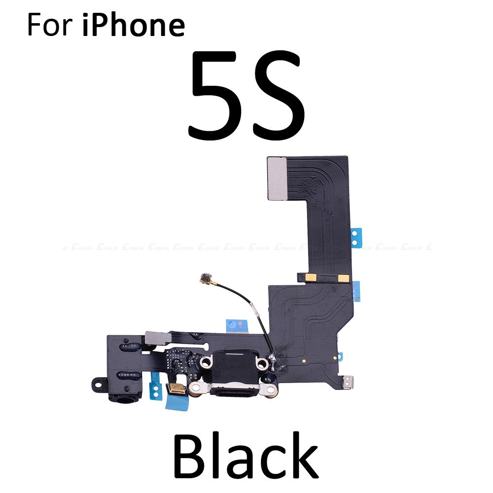 Charger Charging Port Dock Connector Flex Kabel Voor Iphone 4 4S 5 5S 5C Se Met Microfoon Hoofdtelefoon audio Jack Vervanging Deel: For iPhone 5S Black