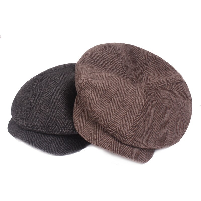 Peaked Cap Striped UV Protection Cotton Linen Flat Newsboy Painters Driving Hat Golf Caps Outdoor Headwear