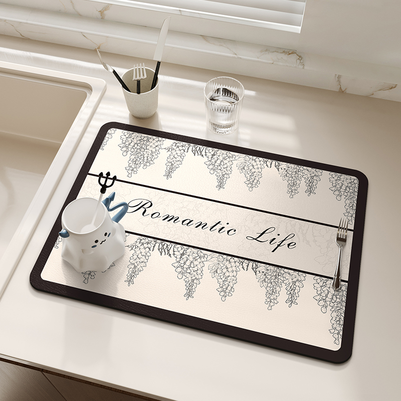 Super Absorbent Kitchen Dish Drying Mat Coffee Maker Mats Drain Pad Tableware Draining Pad Quick Dry Rug Dinnerware Placemat: 80x40 cm / Pink