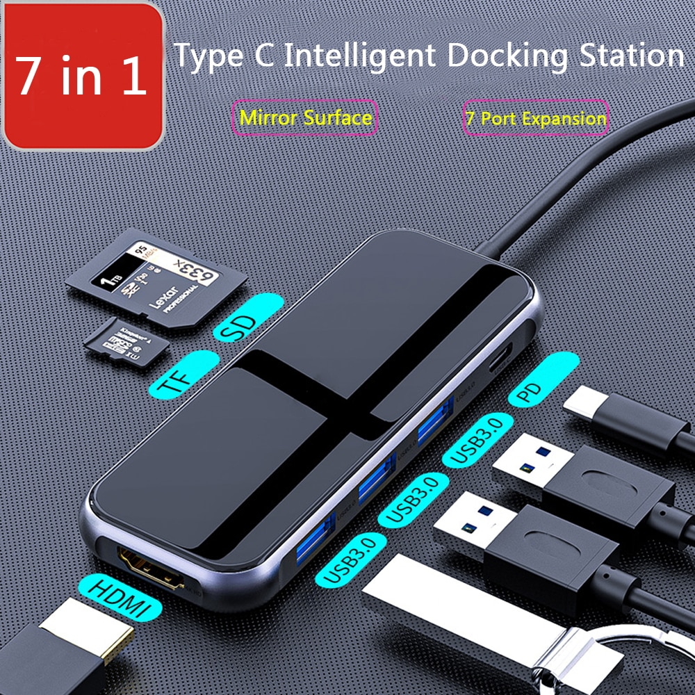 Usb Type C Hub Docking Station USB3.0 Hdmi Tf/Sd Pd Lading Laptop Dock Voor Computer Dock Usb Hub