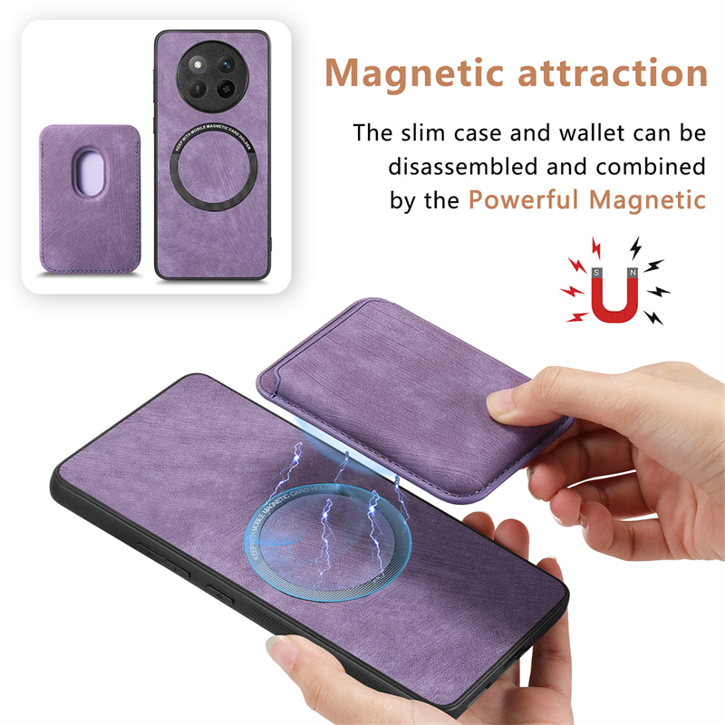 Para Honor Magic7 Lite 5G Funda de cuero de lujo Funda tipo billetera magnética para Honor Magic 7 Lite Funda con ranura para tarjetero desmontable