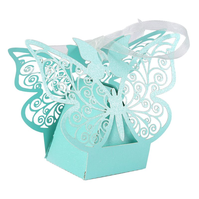 10pcs Hollow Butterfly Candy Boxes Flower Bags Wedding Favors Portable Box Party Favor Decoration