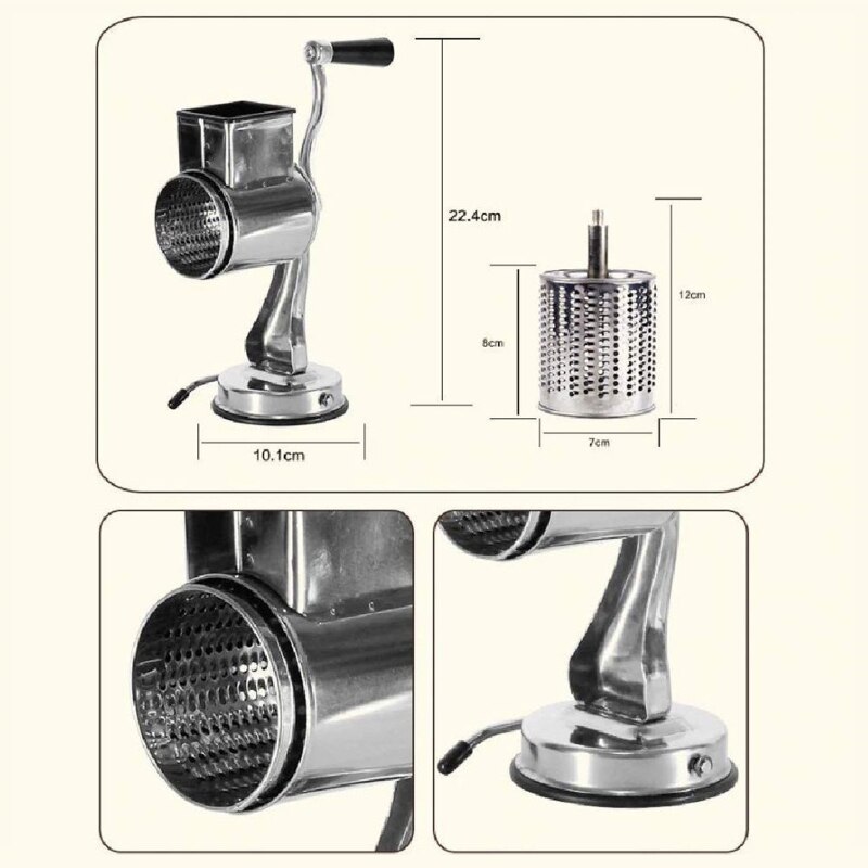 Rotary Cheese Grater 5 Blade Hand Crank Turns Chopper Kitchen Gadgets Potato Slicer Shredder Grinder Extremely Stable 101A