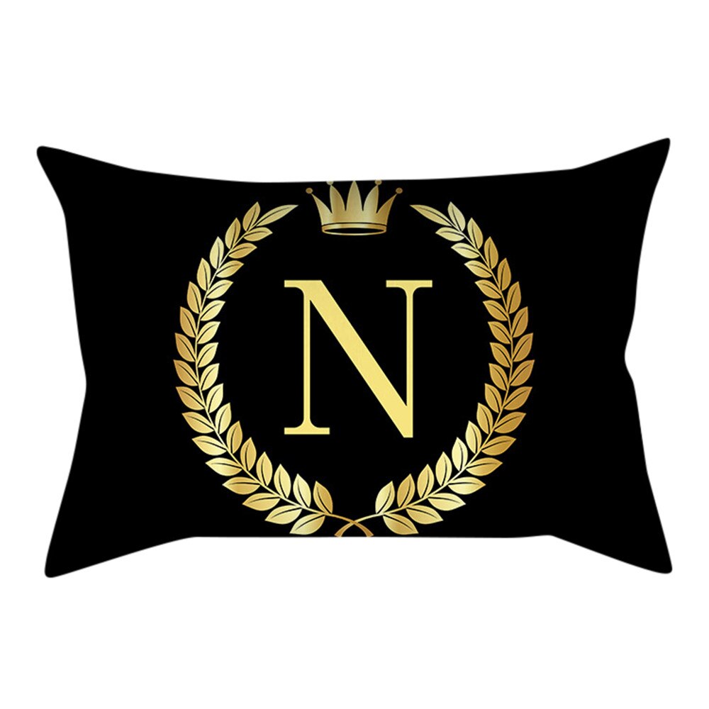 Or noir lettre taie d'oreiller oreillers décoratifs pour canapé housse de coussin taie d'oreiller pour la décoration intérieure Cojines Decorativos Para Sofá: I