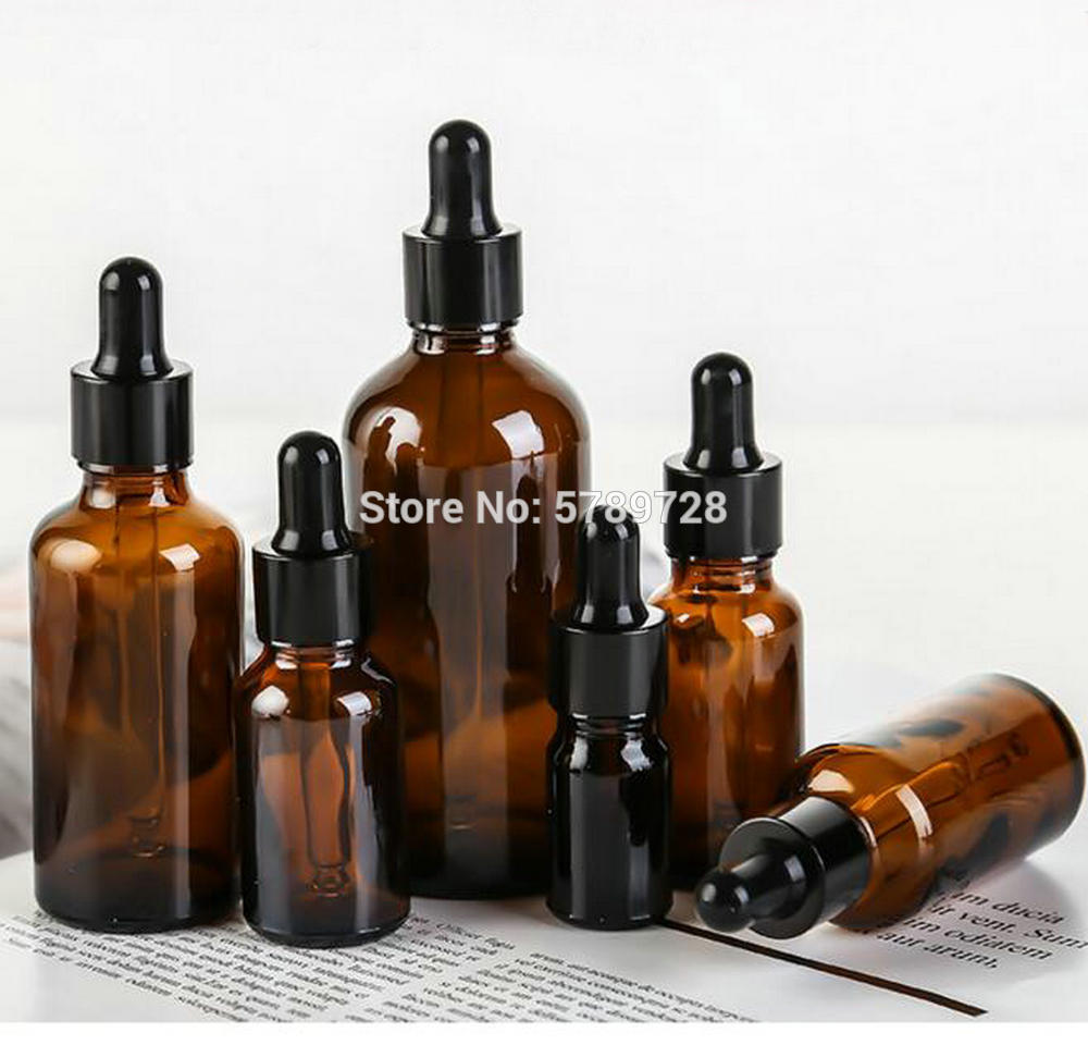 10 Stuks 5Ml Tot 100Ml Bruine Glazen Dropper Fles Aromatherapie Vloeibare Druppelaar Essentiële Basic Massage Olie Pipet Hervulbare flacon