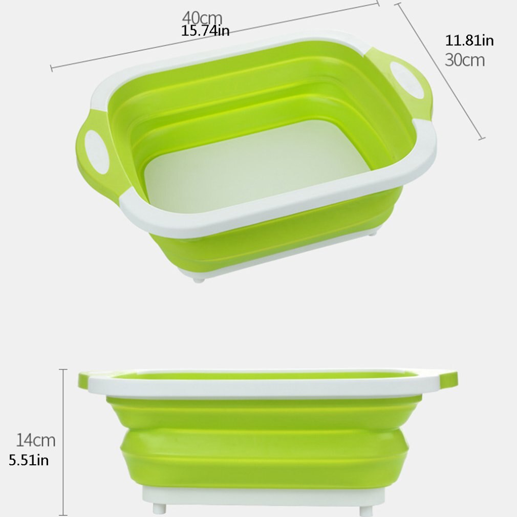 3 in 1 Collapsible Chopping Block Foldable Cutting Board Kitchen Silicone Cutting Board Fruit Washing Basket With Draining Plug