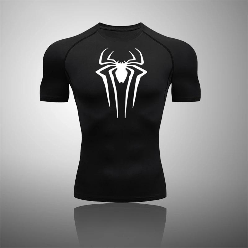 Bedrucktes Herren-Sport-Kompressionsshirt, schnell trocknend, atmungsaktiv, sportlich, dünn, trainieren-oben, Sommer, Herren, Ropa, Moto-Cross, Enduro: Schwarz / XXXL