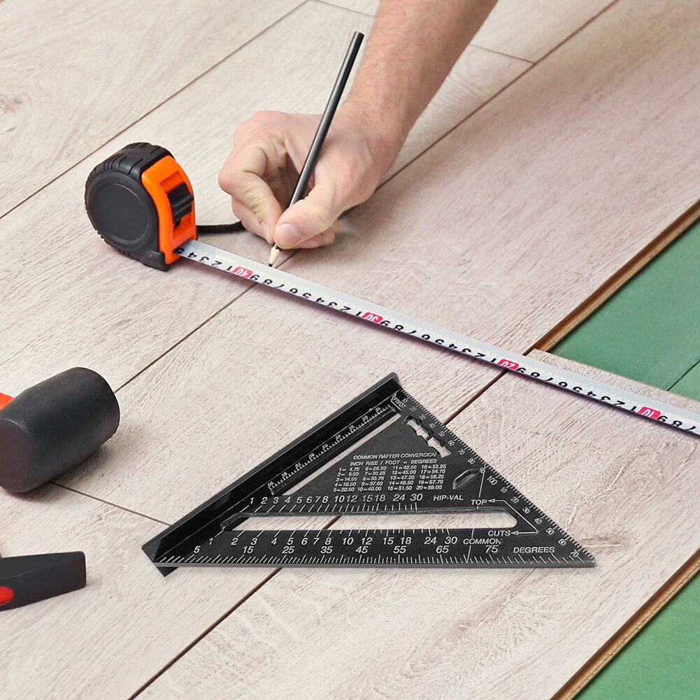 7 inch Speed Square Metric Aluminum Alloy Triangle Ruler Squares for Measuring Tool Metric Angle Protractor Woodworking Tools