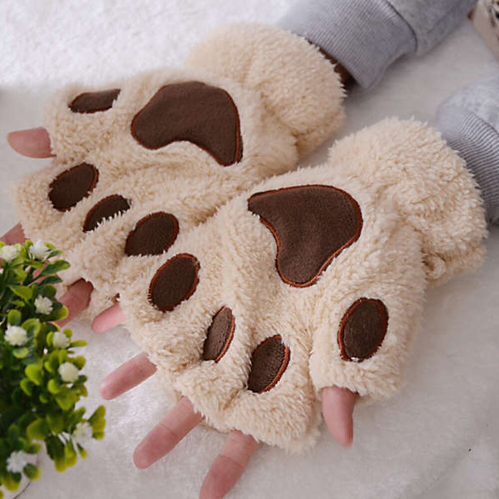Gants d'hiver mignons griffe De chat | Gant femme, hiver poignet bras tricoté clavier Long doigts sans doigts, mitaine pour Luva De Luvas De Inverno YA