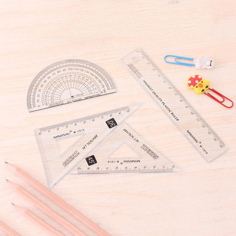 Graphix Plastic Triangle Ruler 4pcs Plastic Set Ruler Protractor Students Math Ge... – Grandado