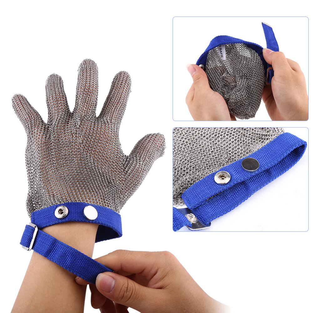 Luva de aço inoxidável metal malha corte resistente nível 5 luva à prova de carne à prova de açougueiro processo segurança trabalho ferramenta proteção mitten