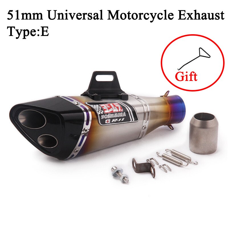51mm innløp universal motorsykkel eksospotte yoshimura dobbel eksos for  r6 mt09 ninja 400 250 z900 z1000 gsxr 600 r3 s1000rr r1: Klistremerke e