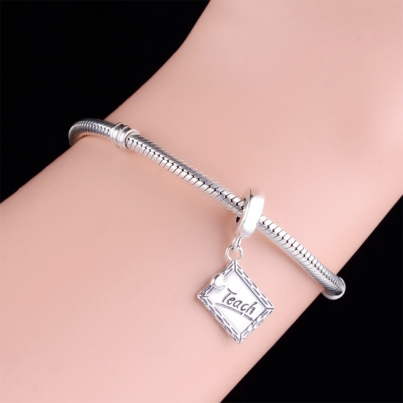925 Sterling Silver Wish Letter Chalkboard Dangle Charms Beads Fit Original Snake Charm Bracelet DIY Jewelry Making berloque