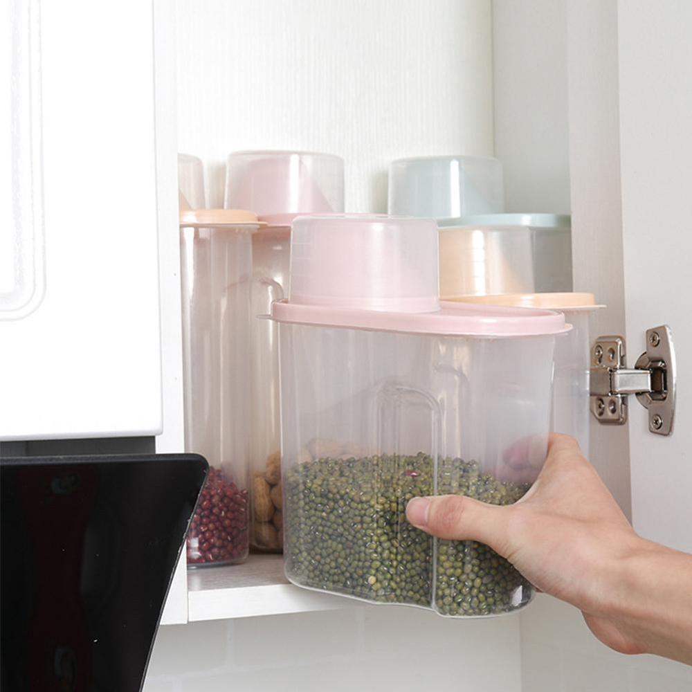 Boîte de stockage de nourriture de PP ensemble de récipient clair en plastique avec verser des couvercles bouteilles de Grains pots de stockage de réservoir cuisine séchée 1.9L-2.5L D4E7