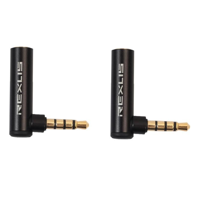 90 Degree Right Angled 3.5mm Male to Female Adapter Connector Stereo Plug: 2Pcs