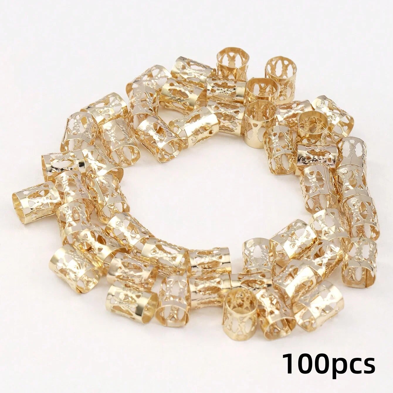100 Uds. Anillos para el cabello para rastas, Clip ajustable para puños, trenzas para el cabello, joyería para el cabello Loc para trenzas, horquilla, accesorios para el cabello para niña: Rojo
